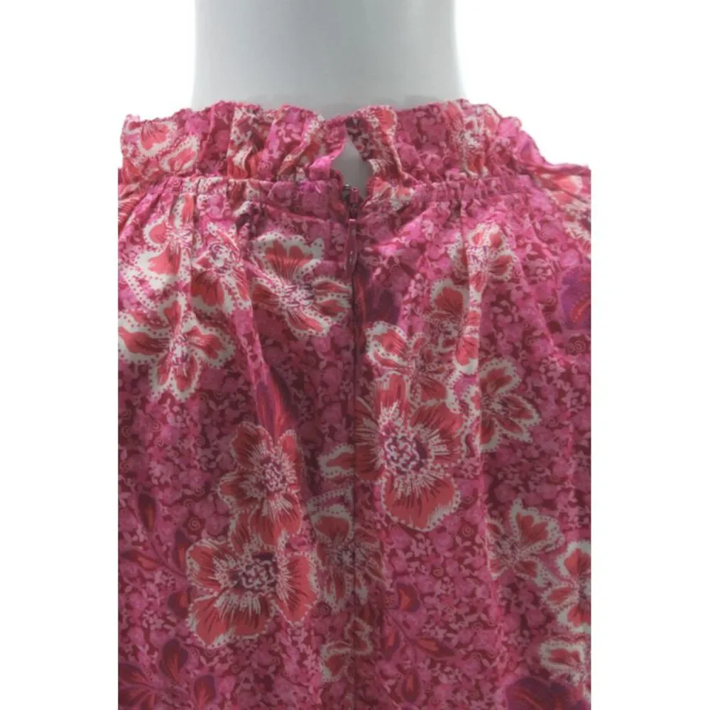 Generation Love Womens Maxi Sundress Pink Floral Cotton Tie Back Size M